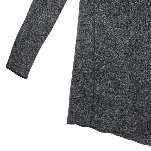 Zara S Womens Cardigan Sweater Gray Black Oversized Open Front Faux Leather - Picture 12 of 13